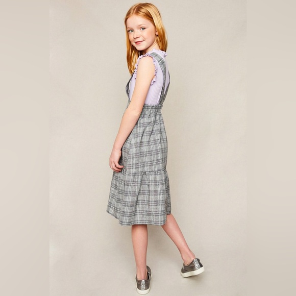 Girls Tiered Glen Check Overall Dress - Picture 2 of 5